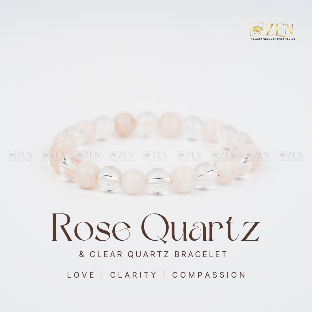 Rose and Clear Quartz Combination Bracelet