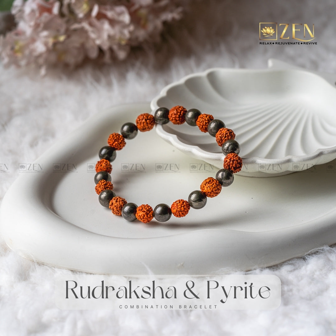 Rudraksha & Pyrite Combination Bracelet