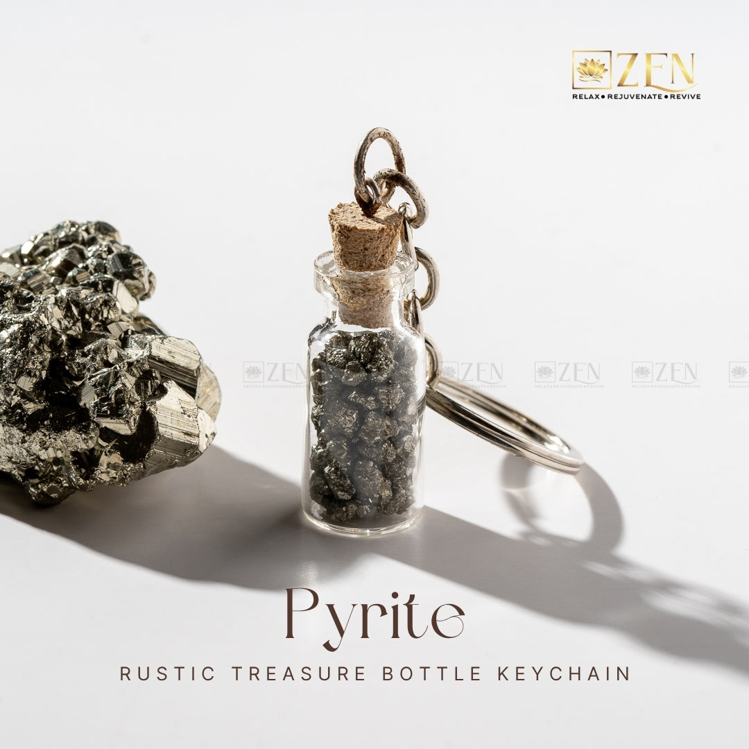 Pyrite Treasure Bottle - Keychain