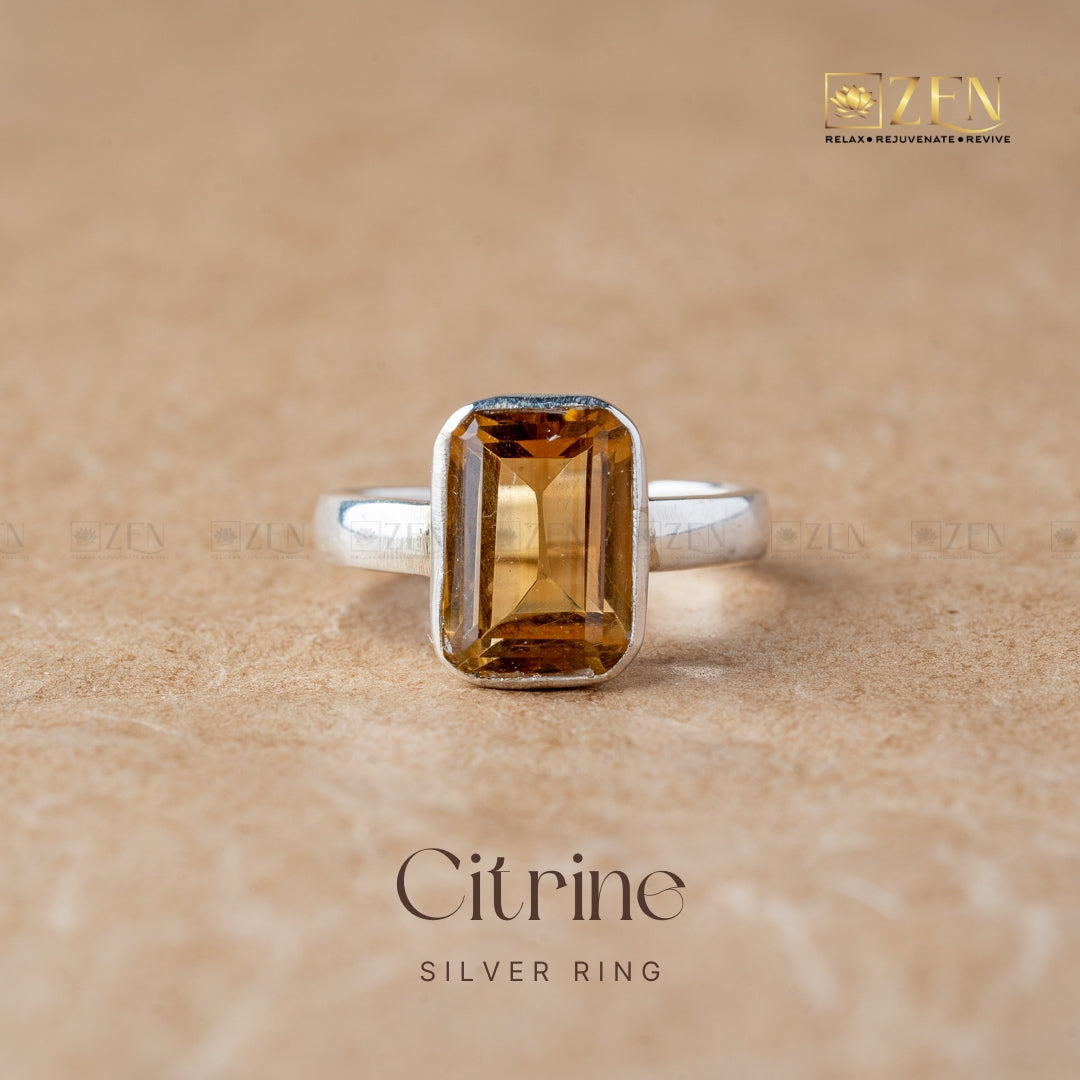 Citrine Silver Ring - Free Size