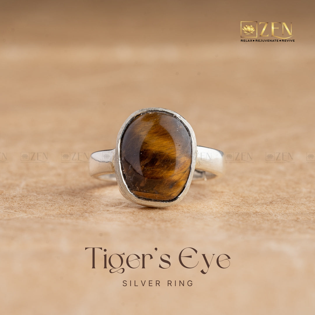 Tiger's Eye Silver Ring - Free Size