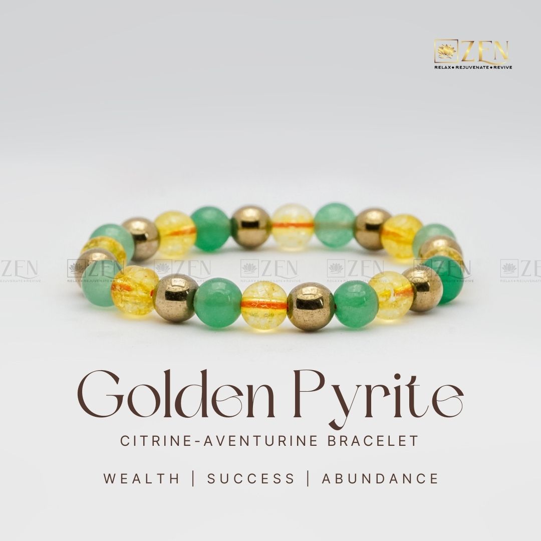 Citrine Golden Pyrite & Aventurine Combo Bracelet for Abundance