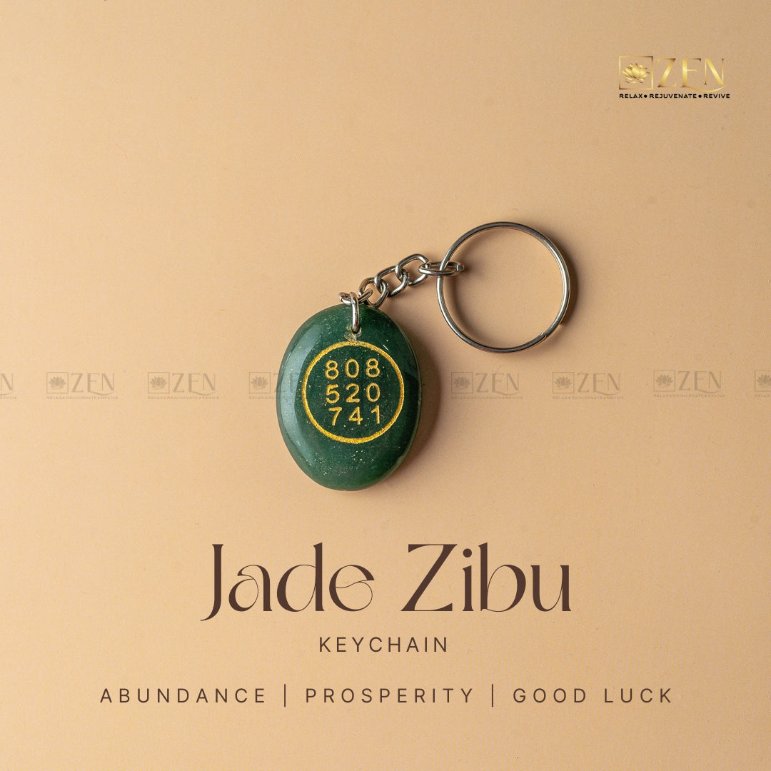 Jade Zibu Coin Keychain