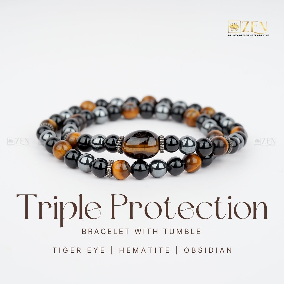 Triple Protection with Tiger Eye Tumble Bracelet