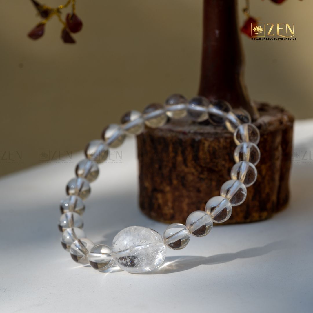 Clear Quartz (Sphatik) Bracelet with Tumble