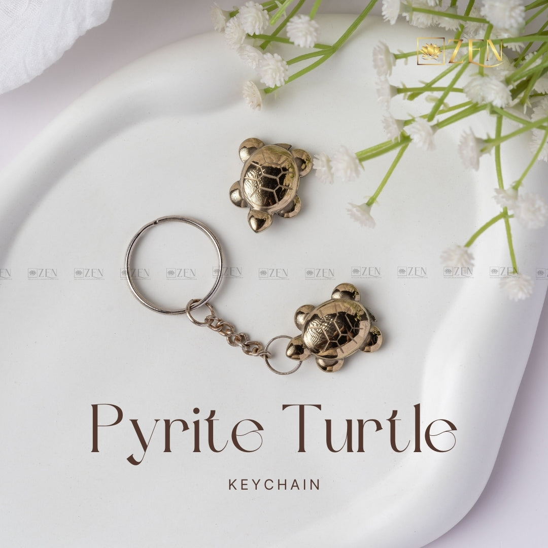 Pyrite Turtle Keychain