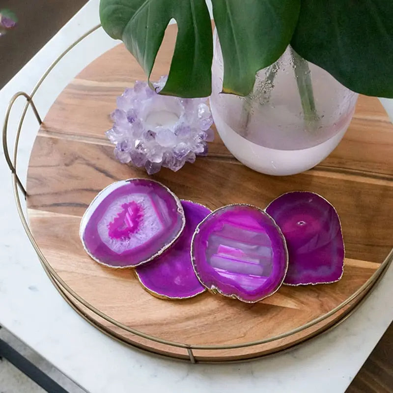 Natural Agate Stone Coasters (Pack of 4)