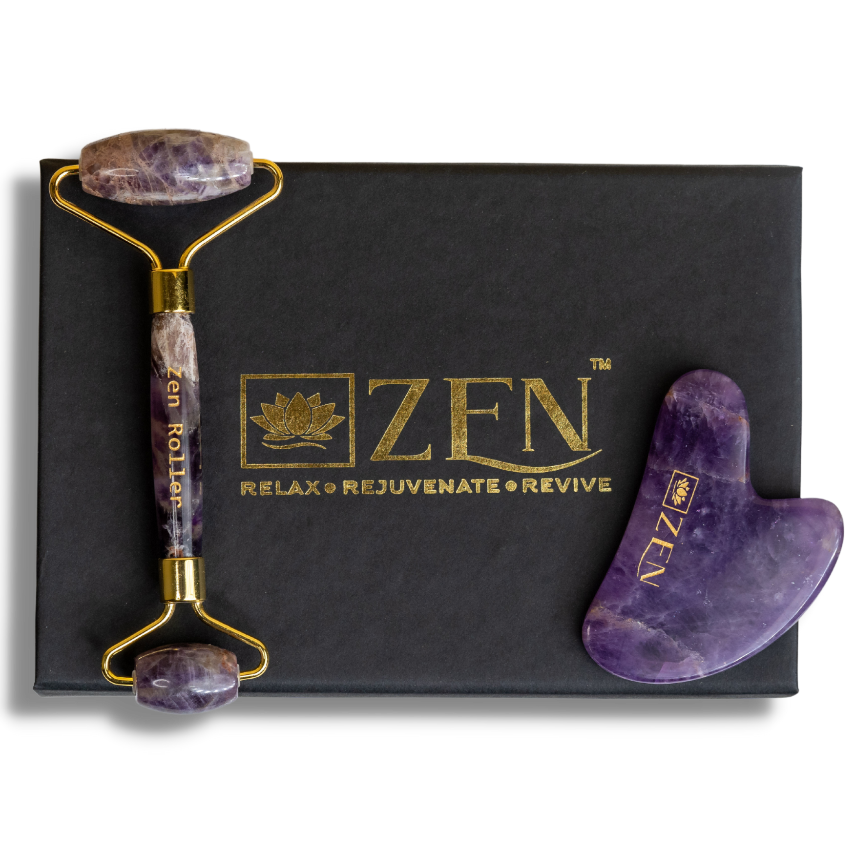 Amethyst Roller & Gua Sha COMBO | The Zen Crystals