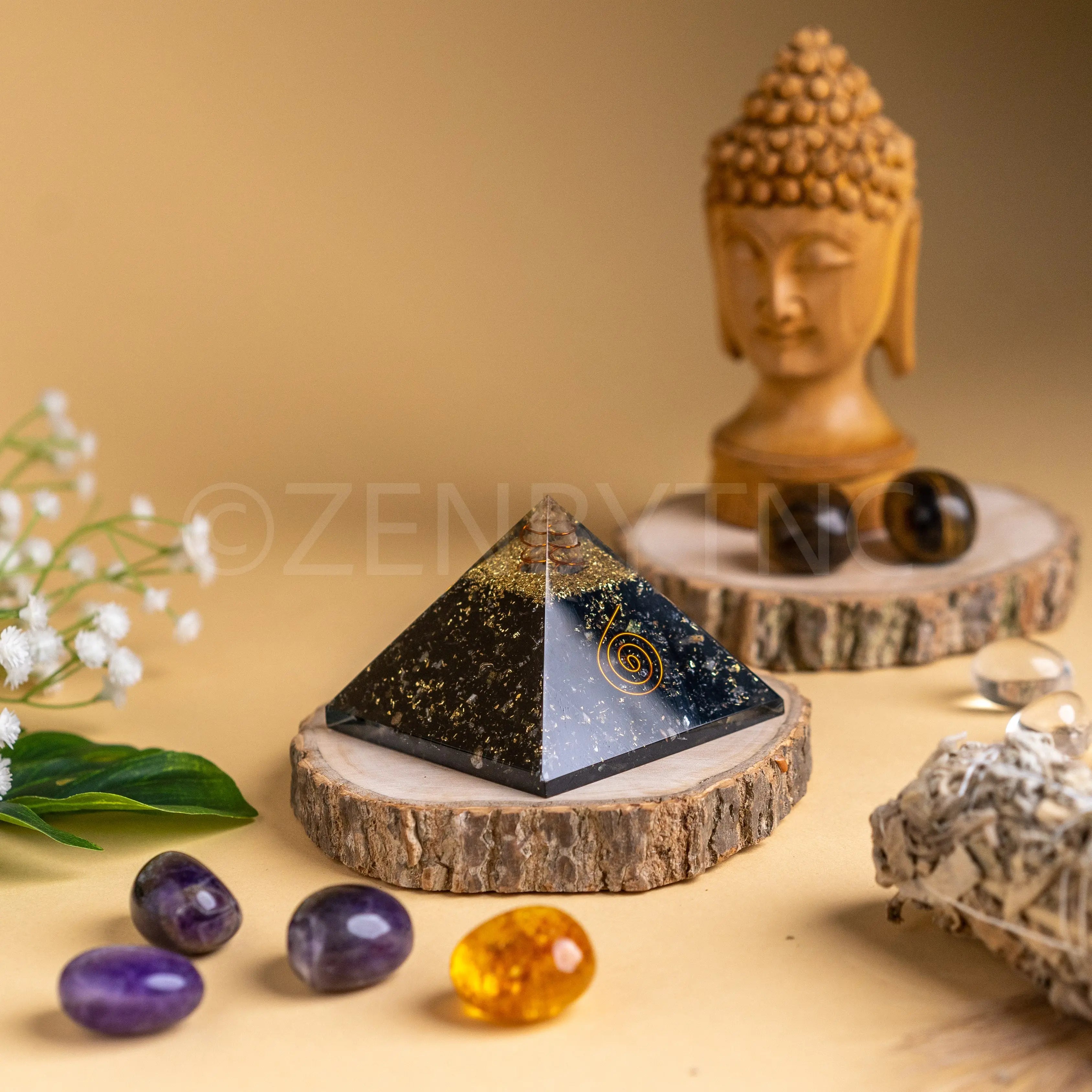 Zen Black Tourmaline Orgonite Pyramid For Protection