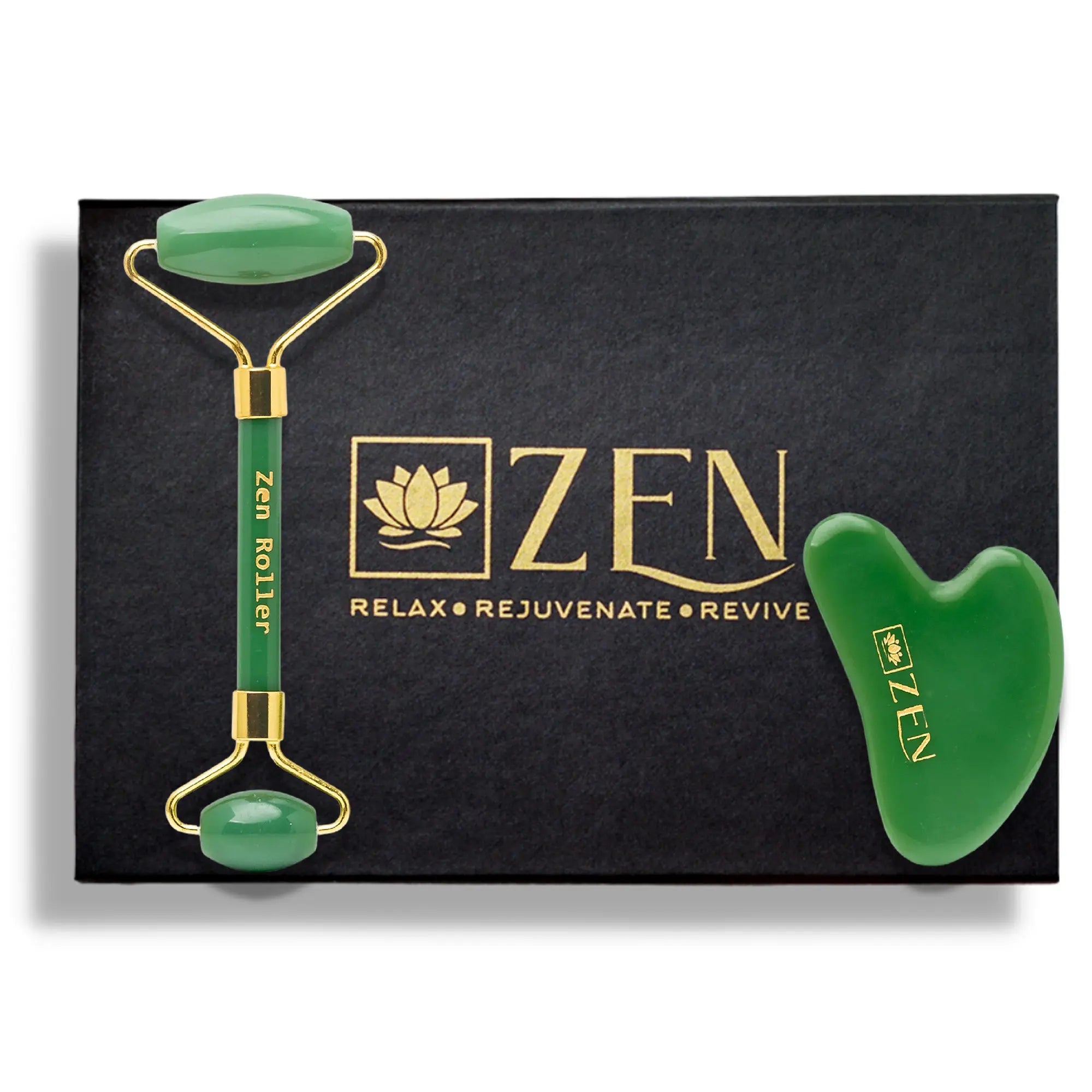 Zen Jade Roller & Gua Sha Set | Authentic & Certified – The Zen Crystals